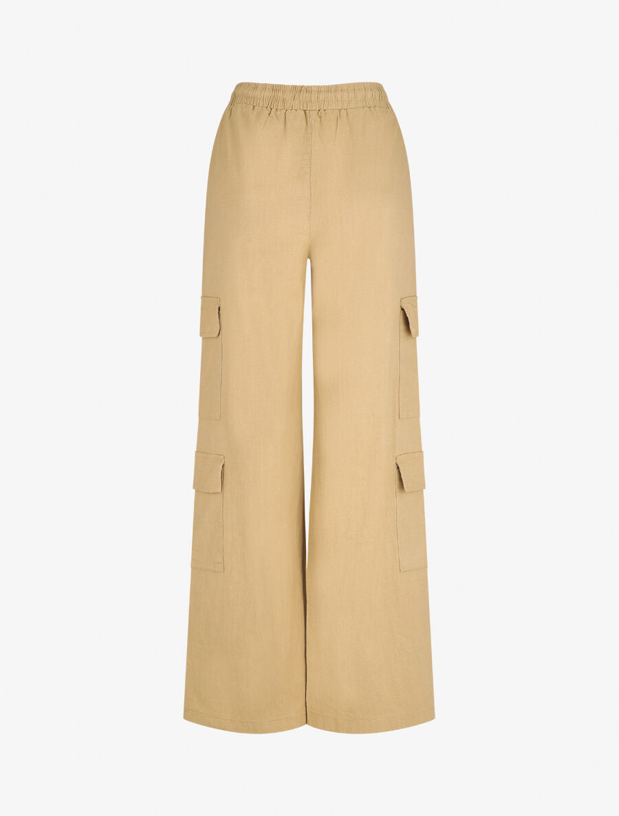 Pantalon cargo taille haute coupe droite - Taupe - 2