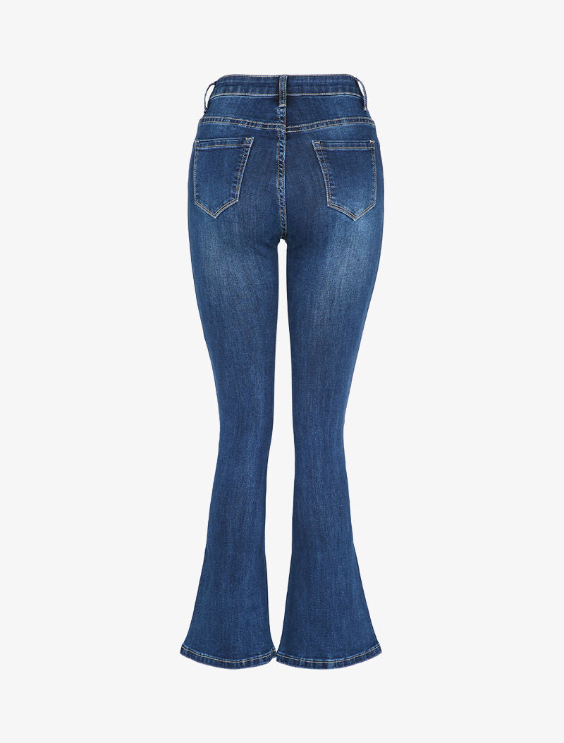 Jean flare légèrement délavé - Bleu denim - 2