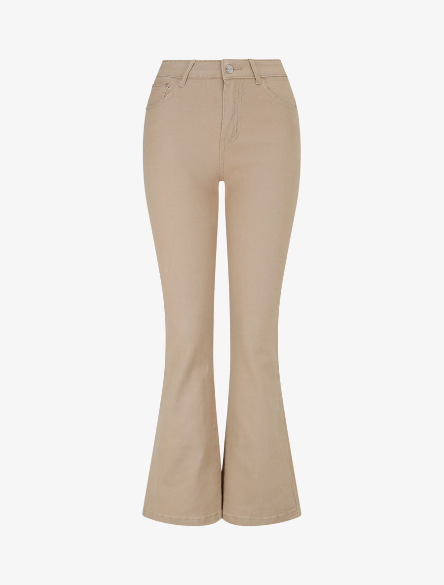 Jean coupe flare à taille haute - Beige - 1
