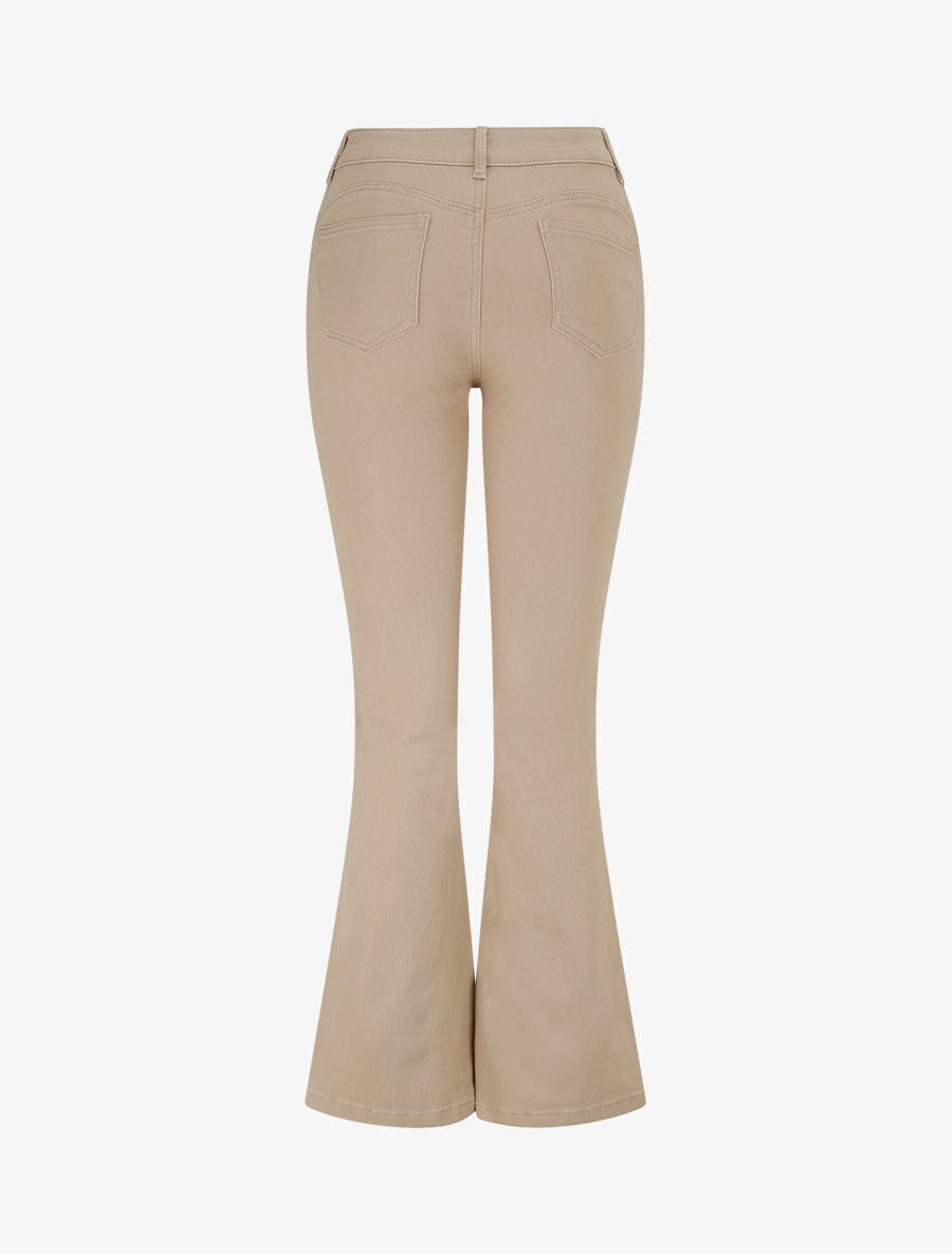 Jean coupe flare à taille haute - Beige - 2