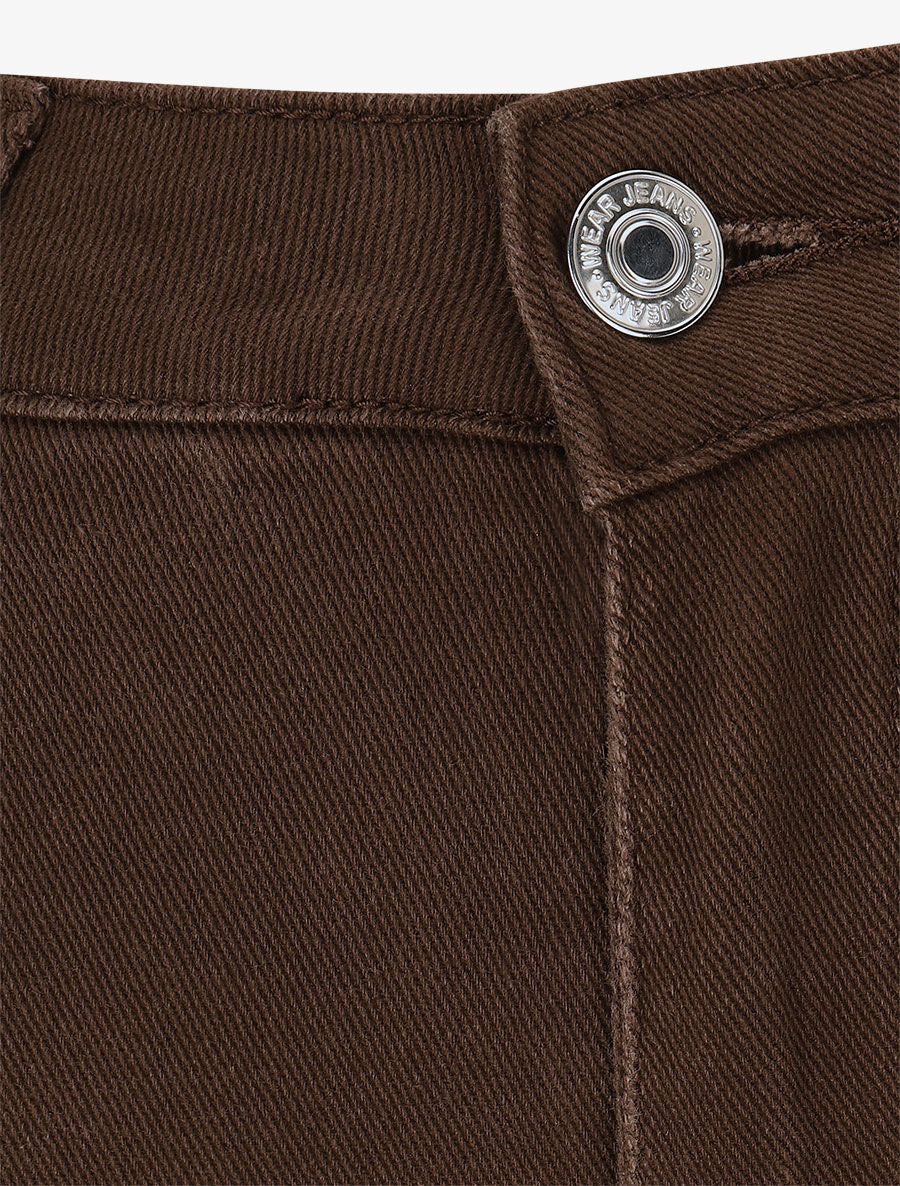 Jean coupe flare à taille haute - Marron - 3