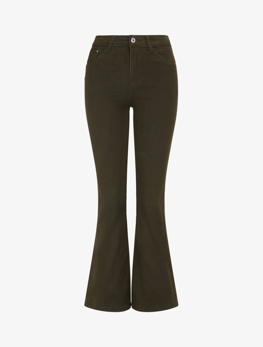 Jean coupe flare à taille haute - Kaki - 5