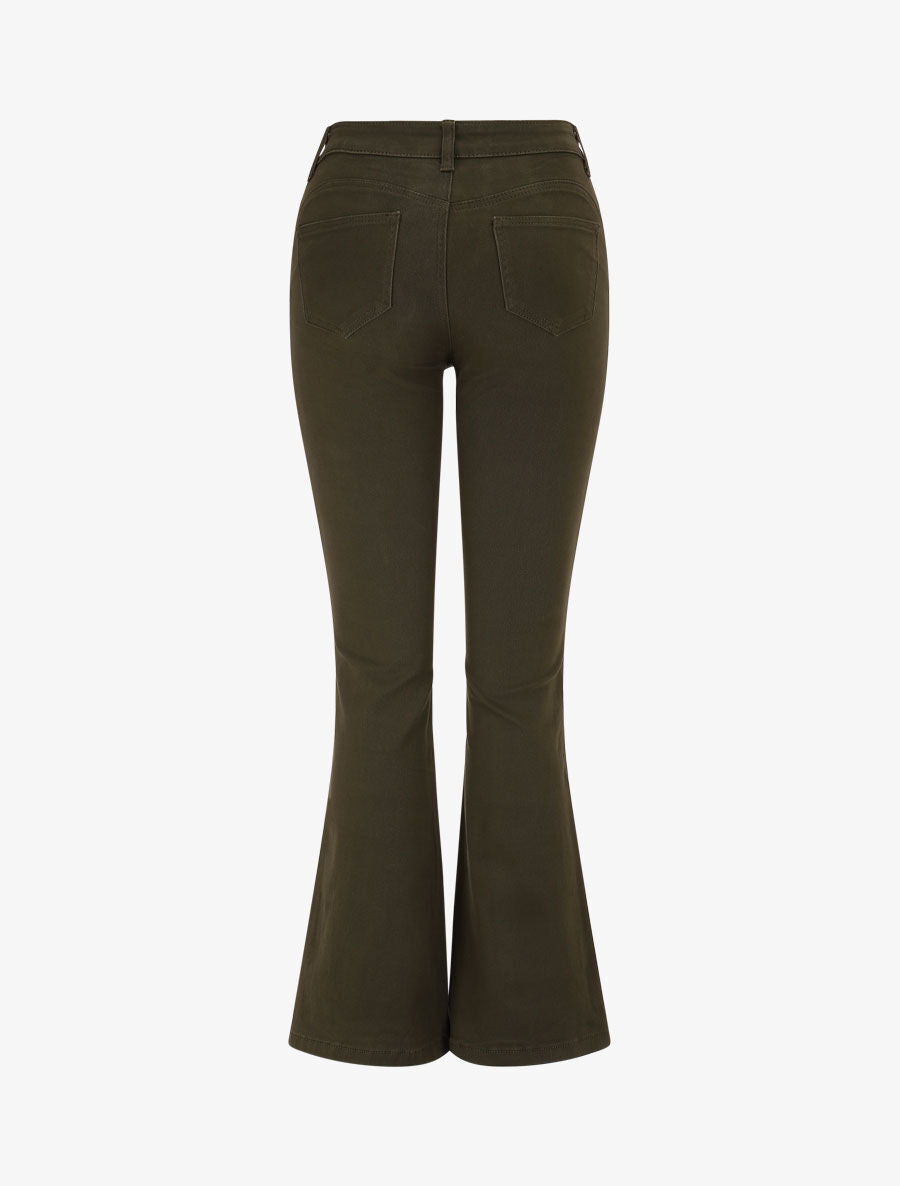 Jean coupe flare à taille haute - Kaki - 2