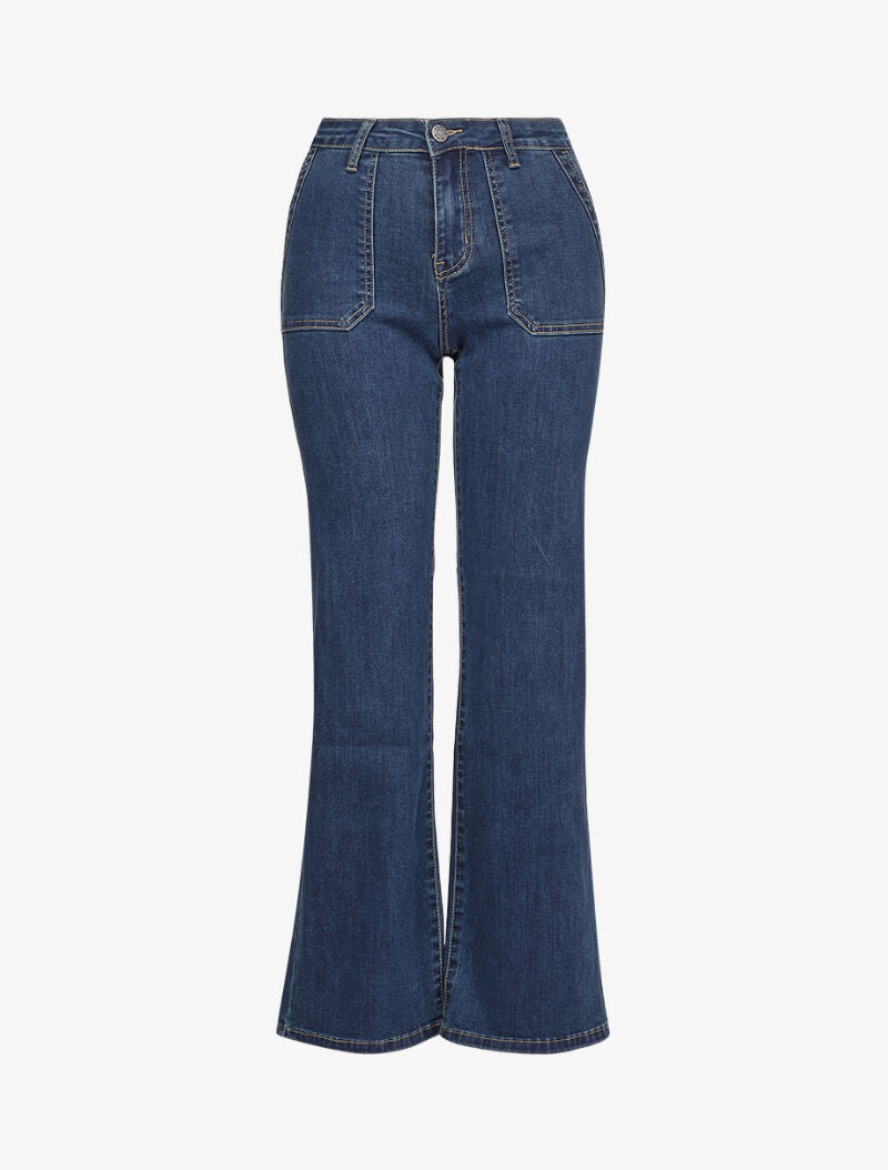 Jean droit brut à taille standard - Bleu denim - 4