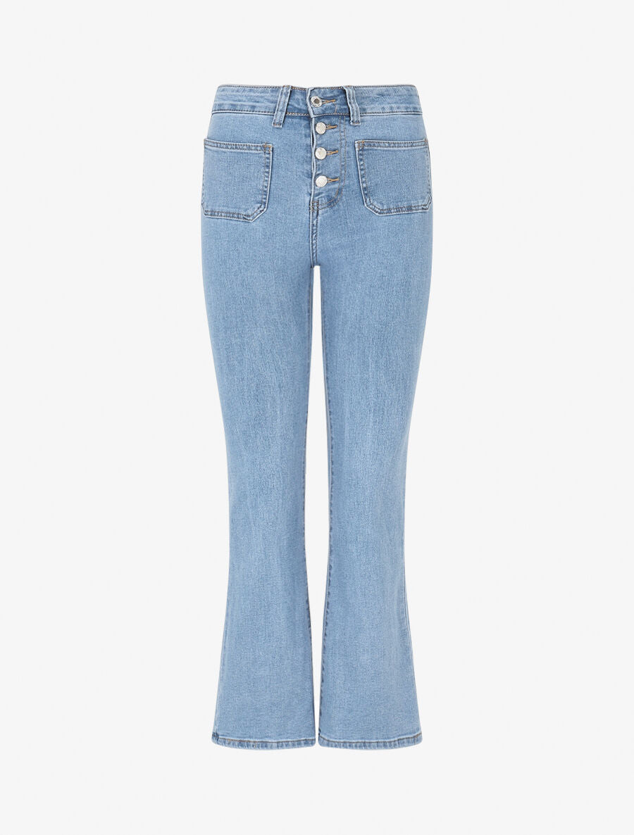 Jean à fermeture boutonnée coupe flare - Bleu - 1