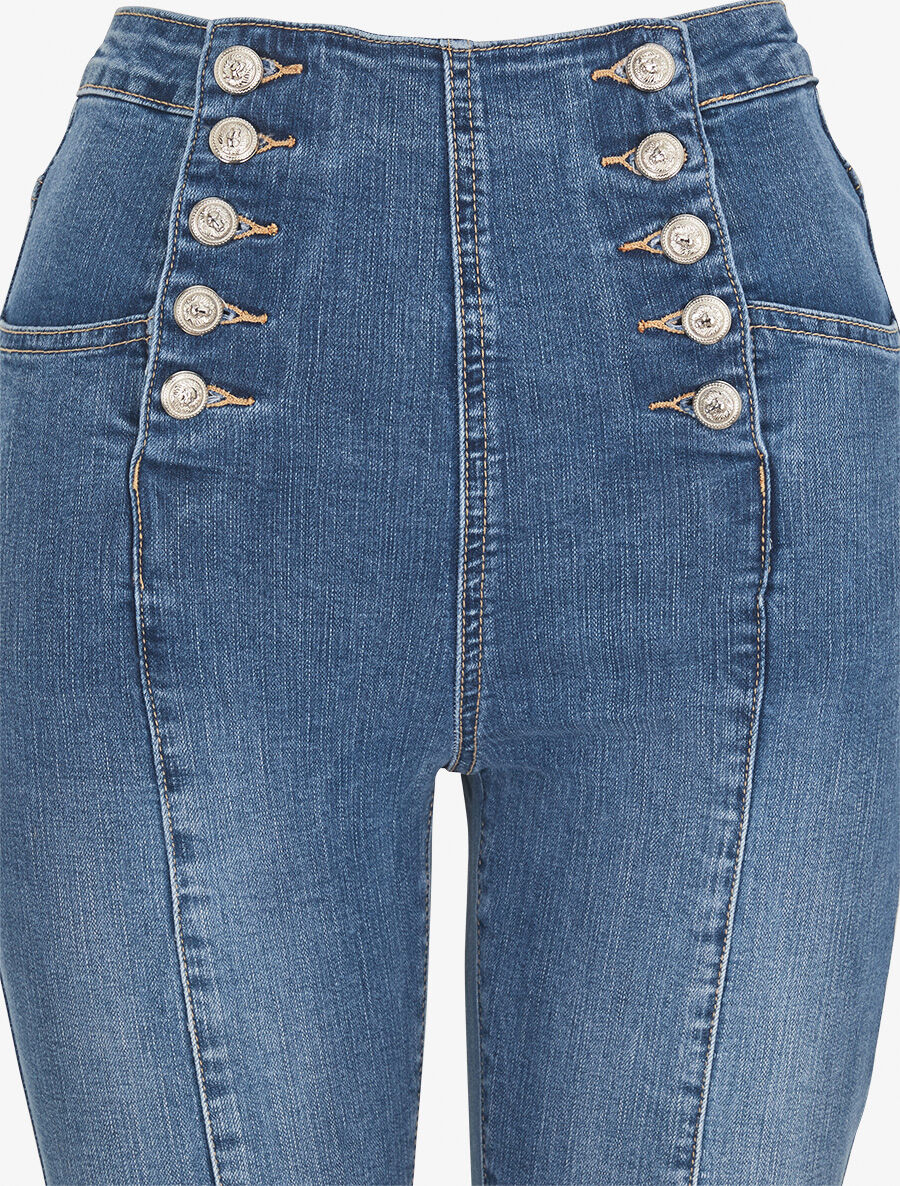Jean taille haute coupe slim - Bleu - 3