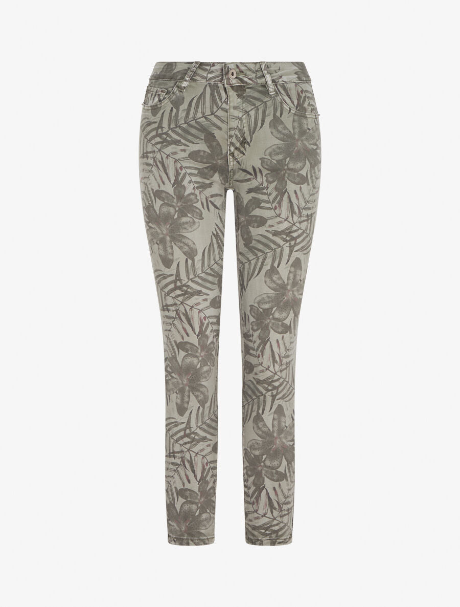 Jean slim imprimé feuillage - Kaki - 4