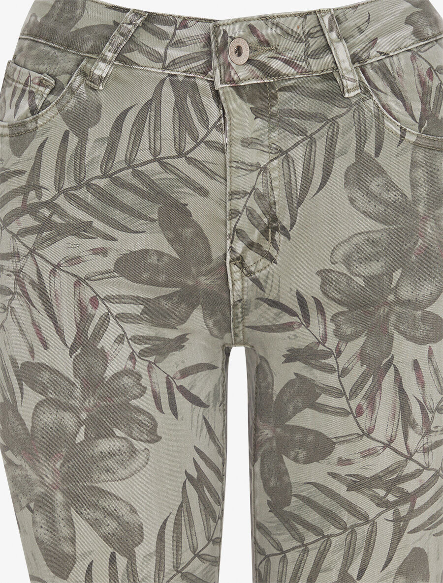 Jean slim imprimé feuillage - Kaki - 3