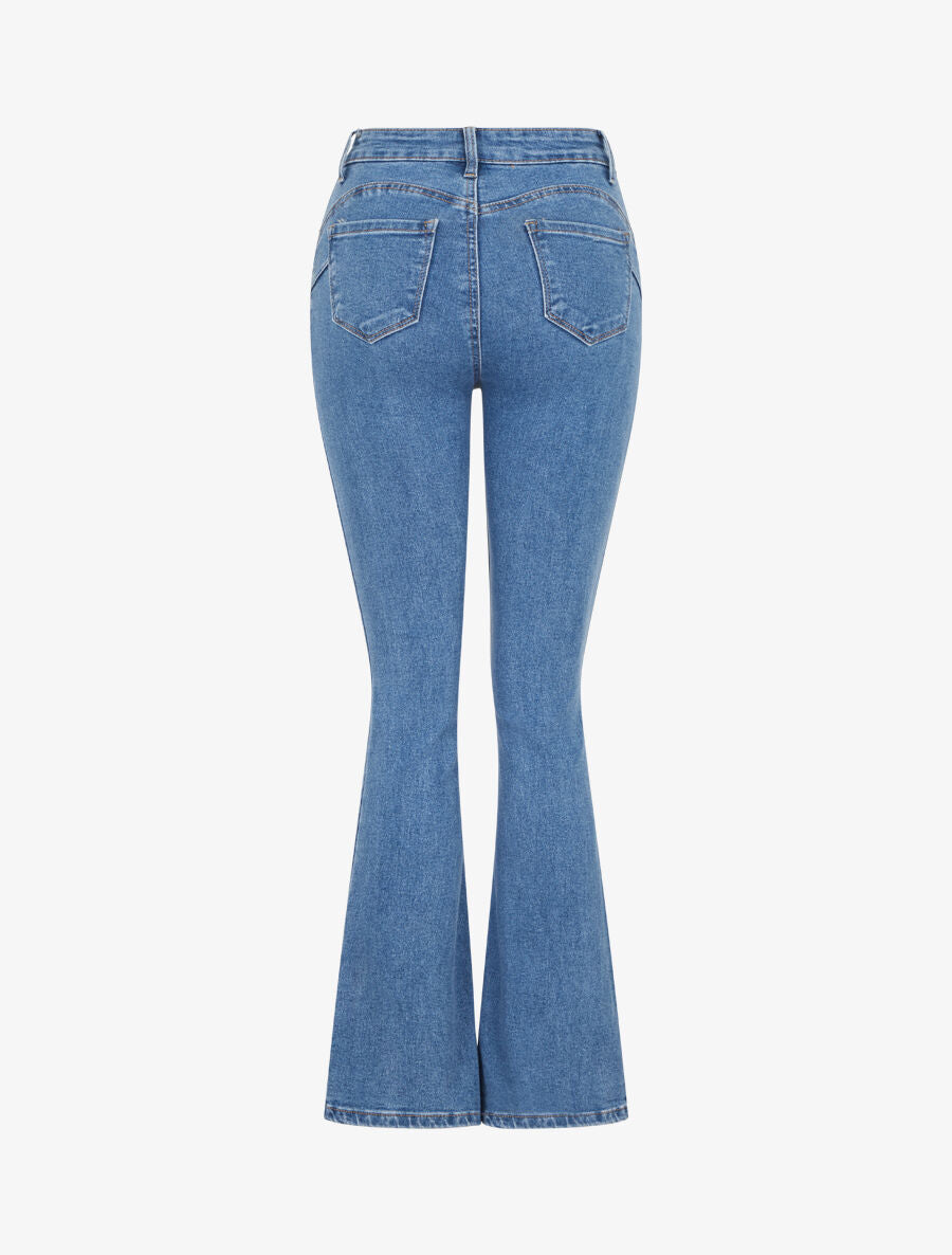 Jean taille haute coupe flare - Bleu - 2
