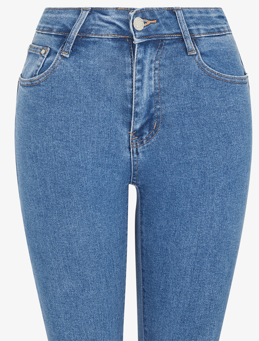 Jean taille haute coupe flare - Bleu - 3