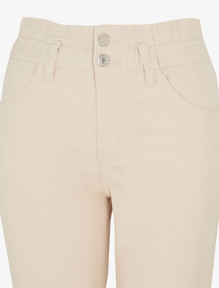 Jean mom taille haute froncée - Beige clair - 3