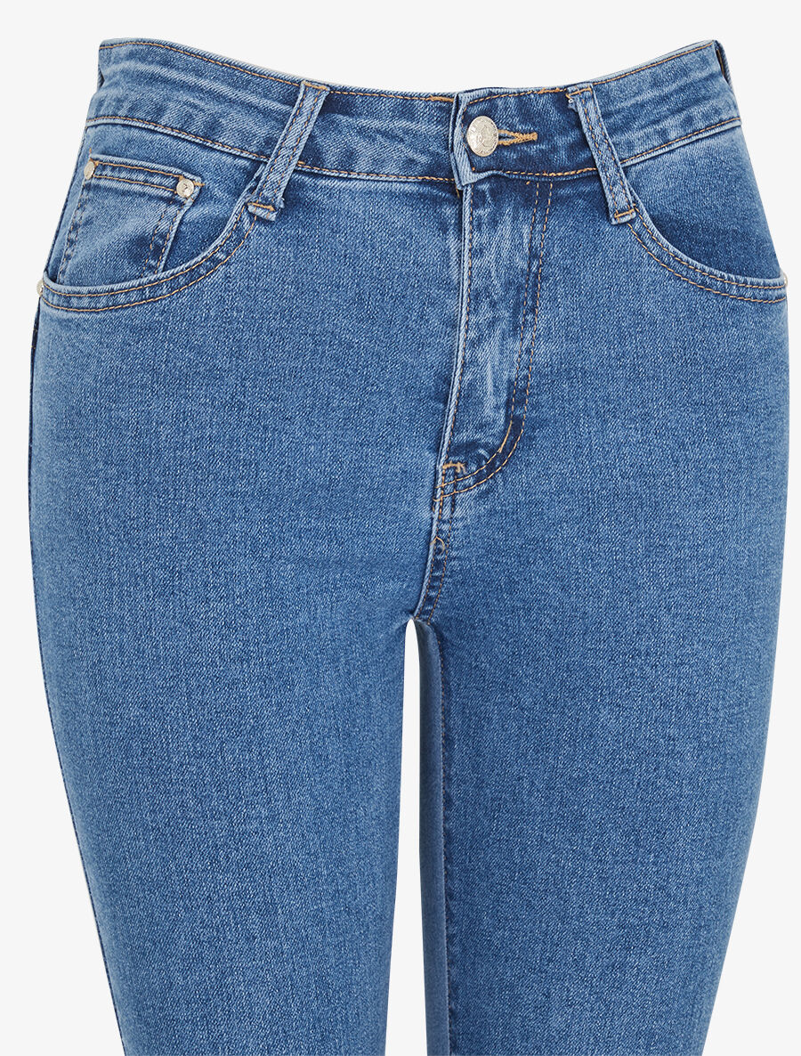 Jean coupe skinny bords retroussés - Bleu - 3