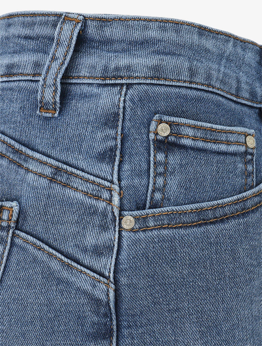 Short en jean à bords effilochés - Bleu - 3