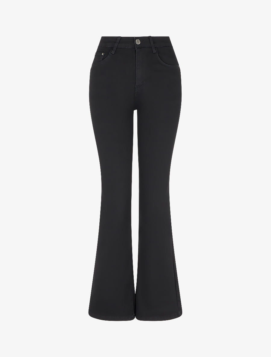 Jean flare taille haute - Noir - 1