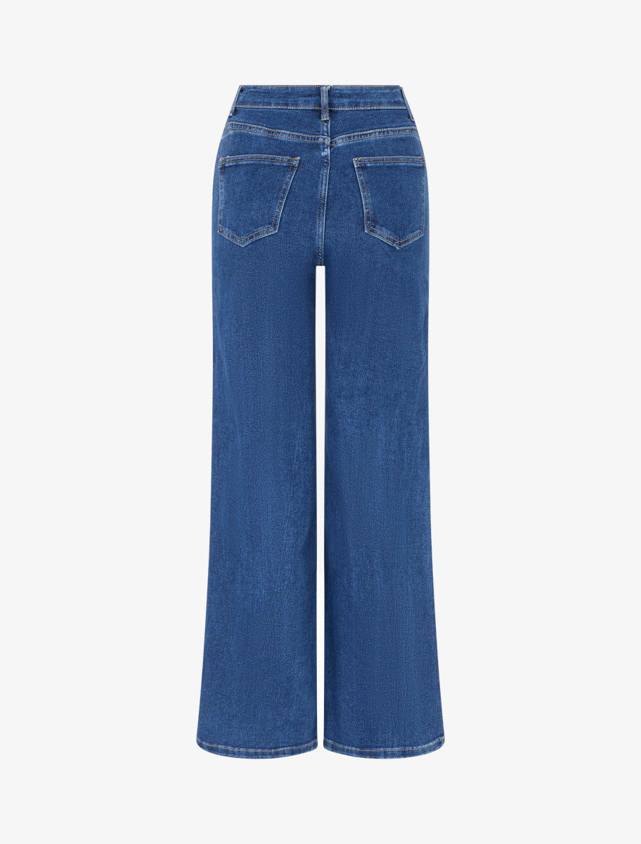 Jean droit taille haute motif étoile - Bleu - 2