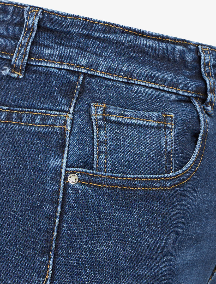 Jean légèrement délavé coupe droite - Bleu - 3