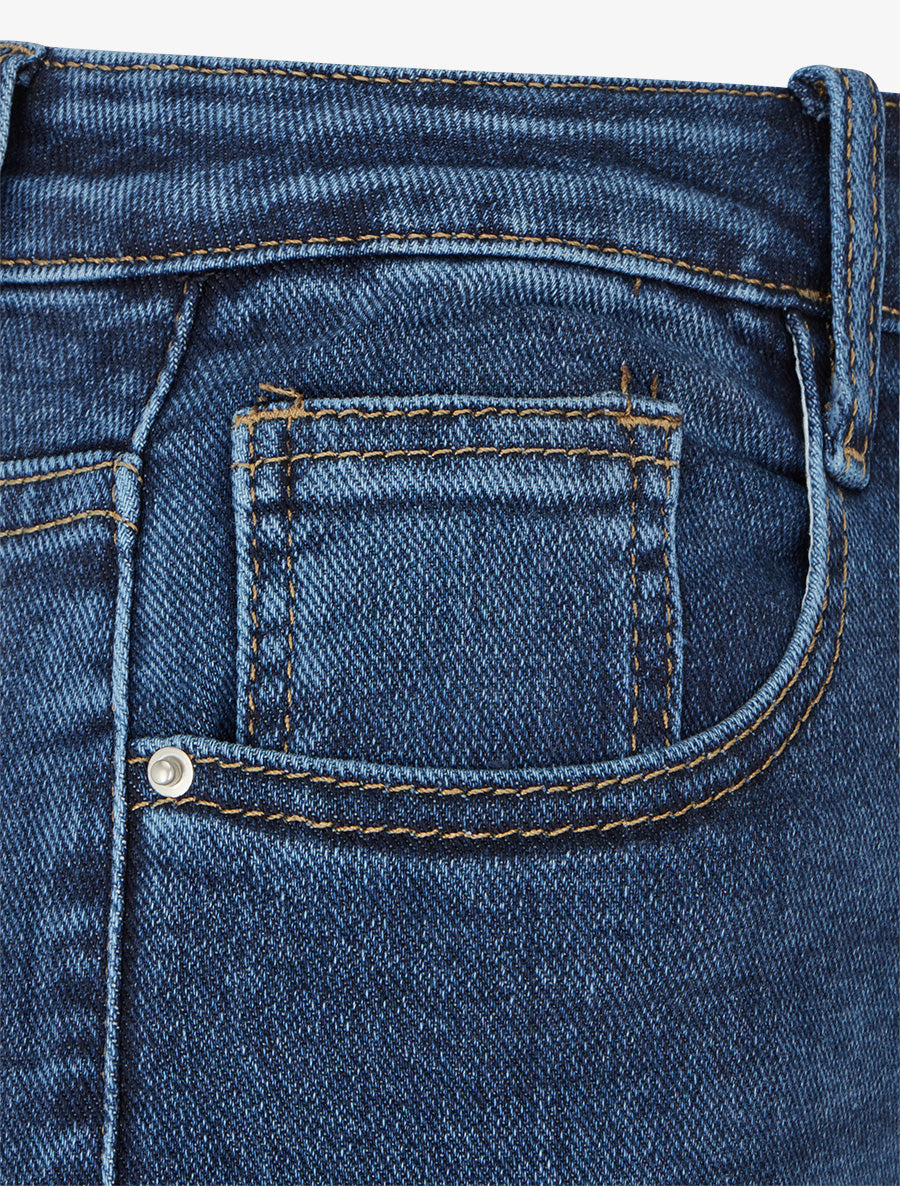 Jean à bords effilochés coupe droite - Bleu - 3