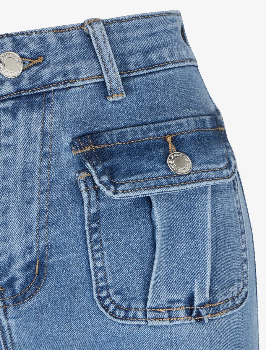 Jean push-up à poches à rabat - Bleu - 3