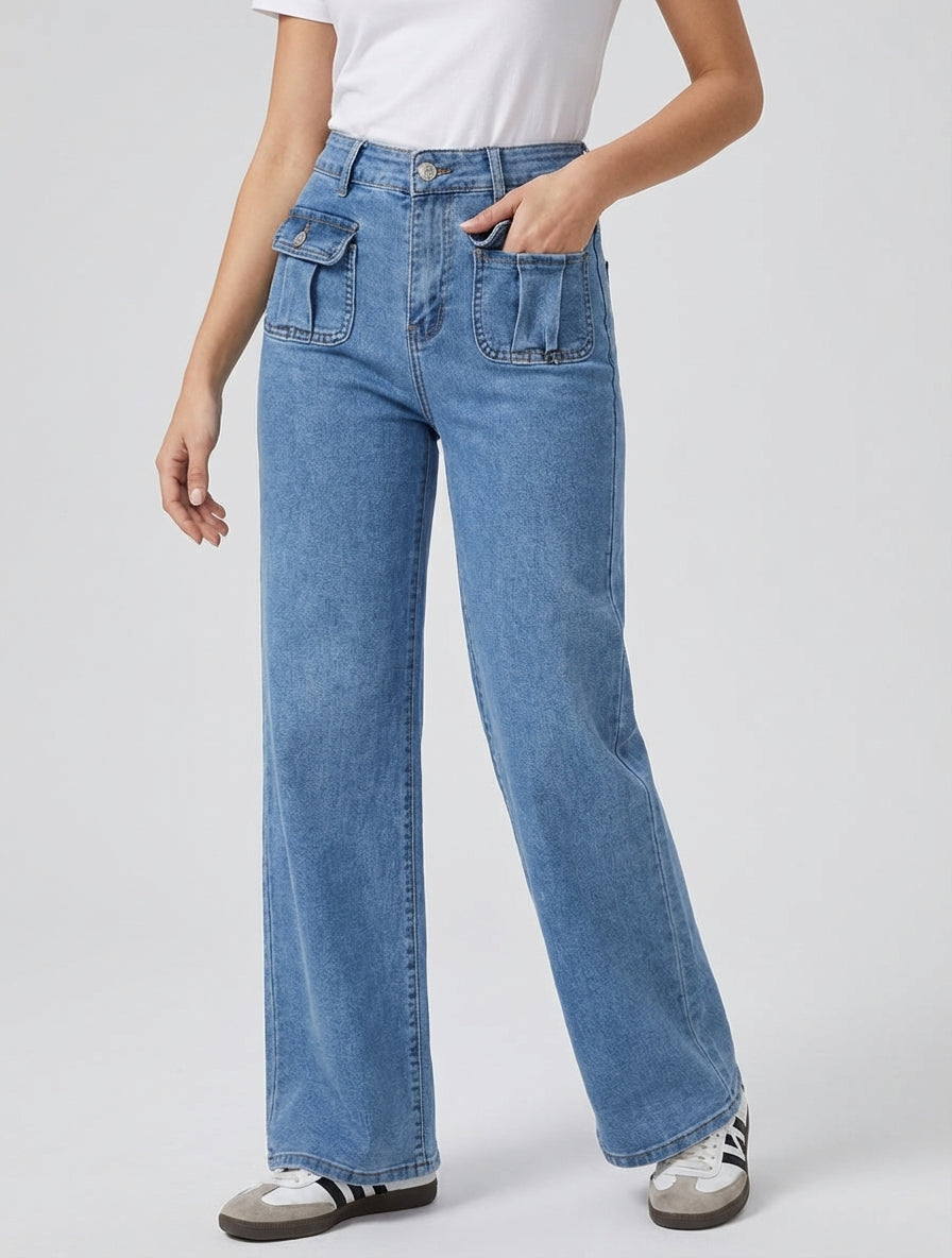 Jean push-up à poches à rabat - Bleu