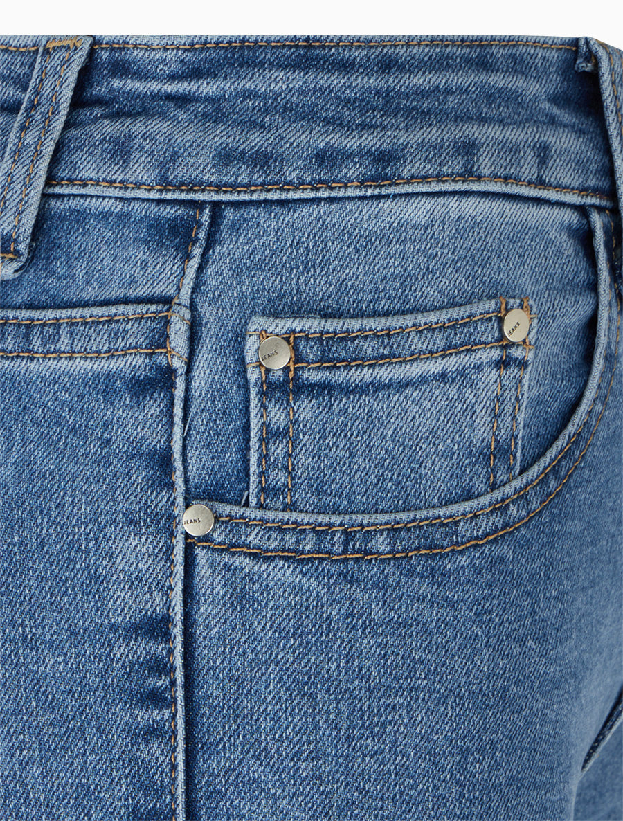 Jean délavé coupe flare - Bleu - 3