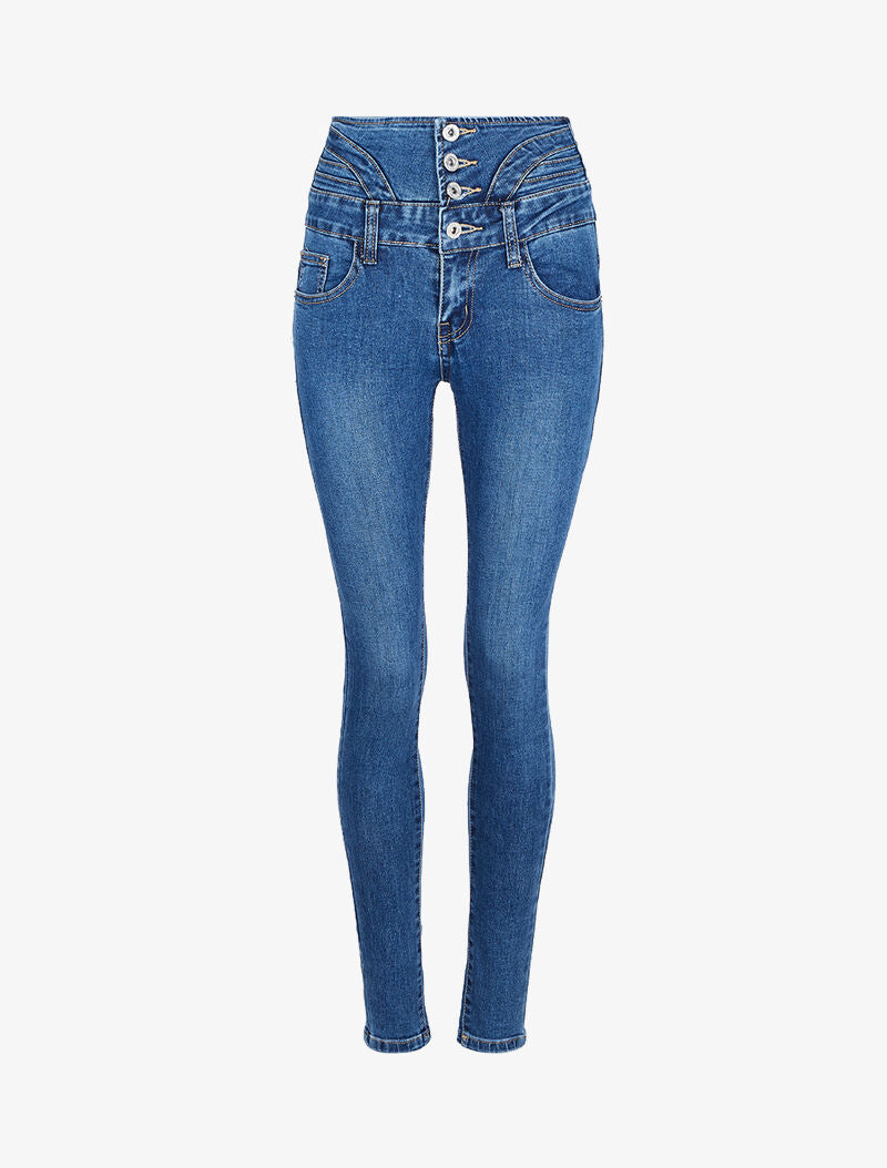 Jean taille empire et stylisée - Bleu denim - 3
