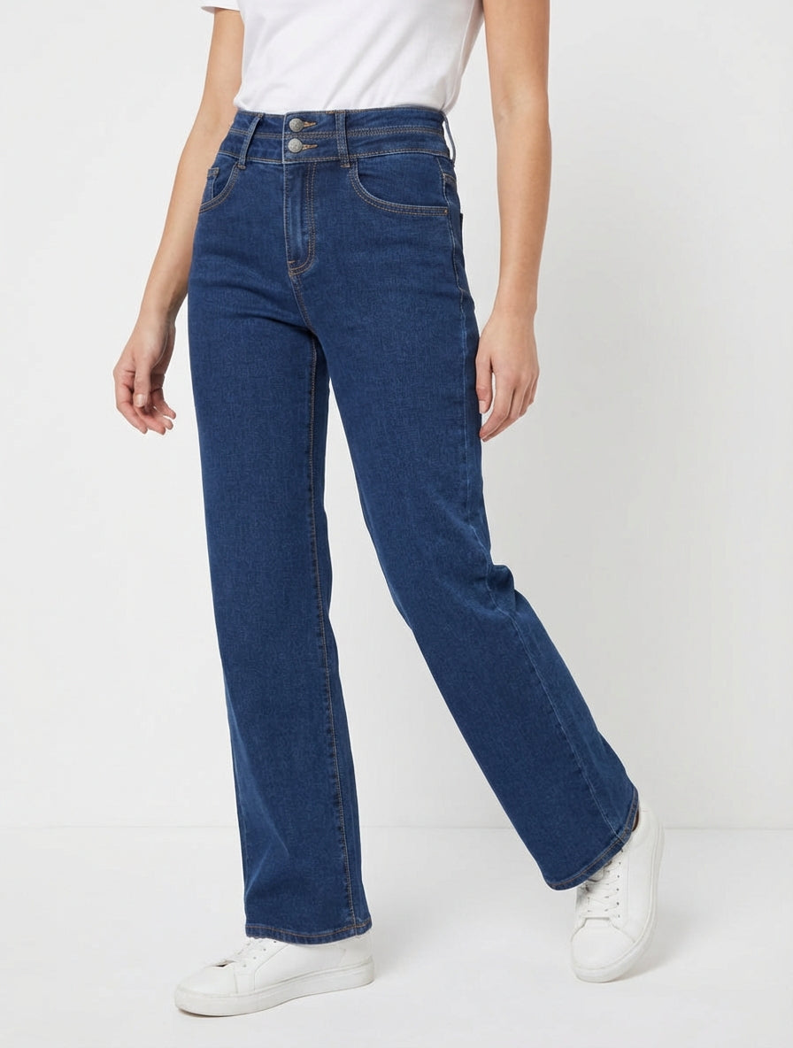 Jean wide leg 5 poches - Bleu