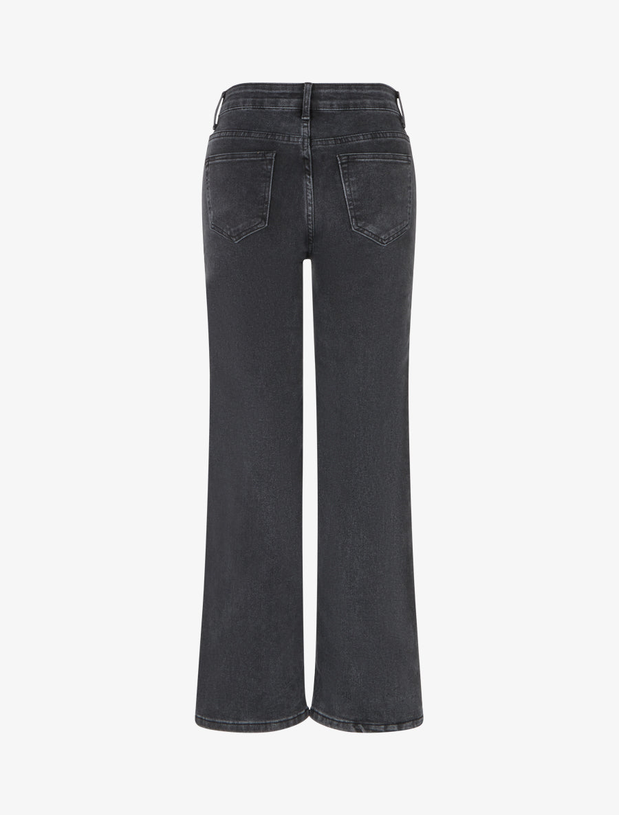 Jean uni wide leg coupe droite - Noir - 2