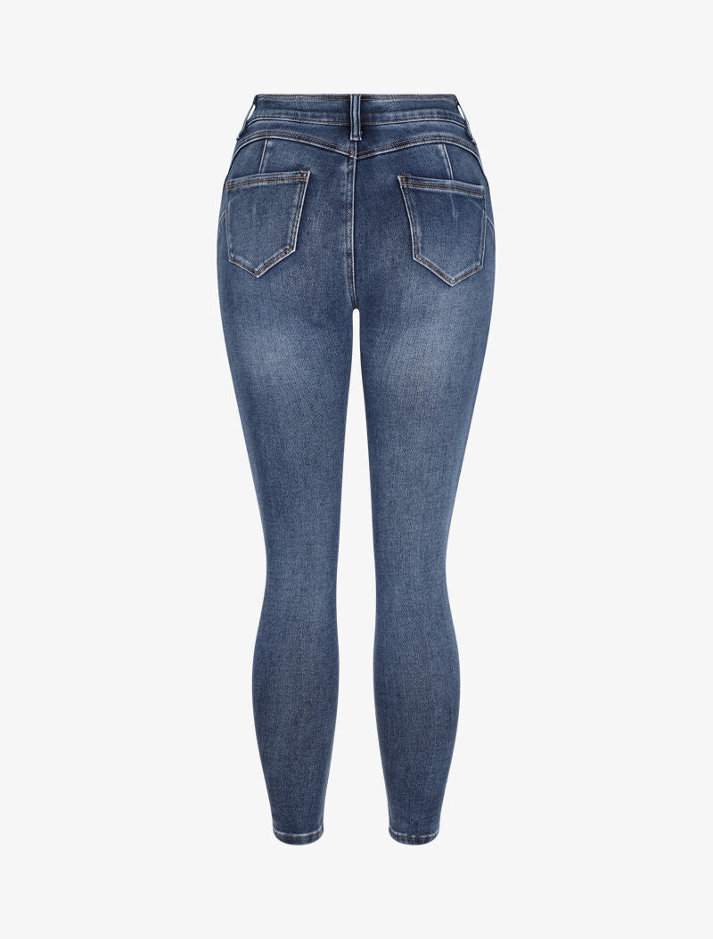 Jean skinny stretch à griffures - Bleu - 2