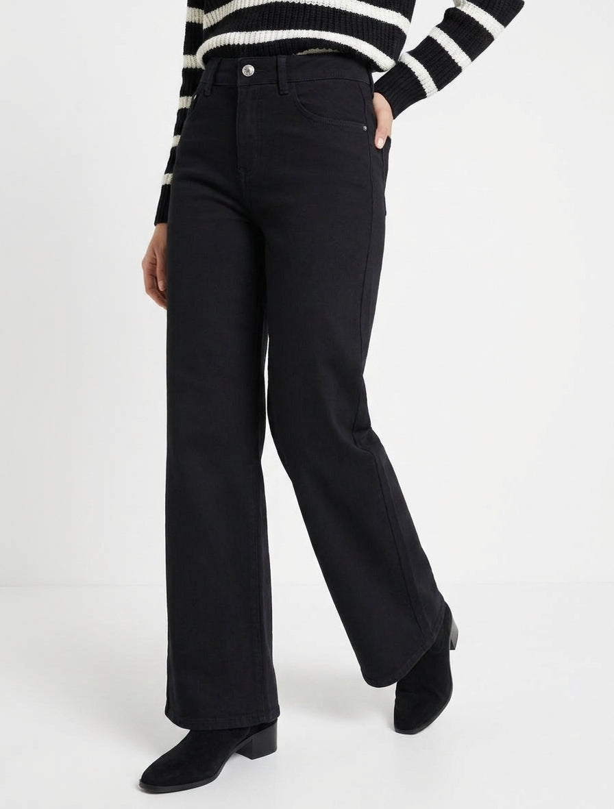 Jean wide leg 5 poches - Noir