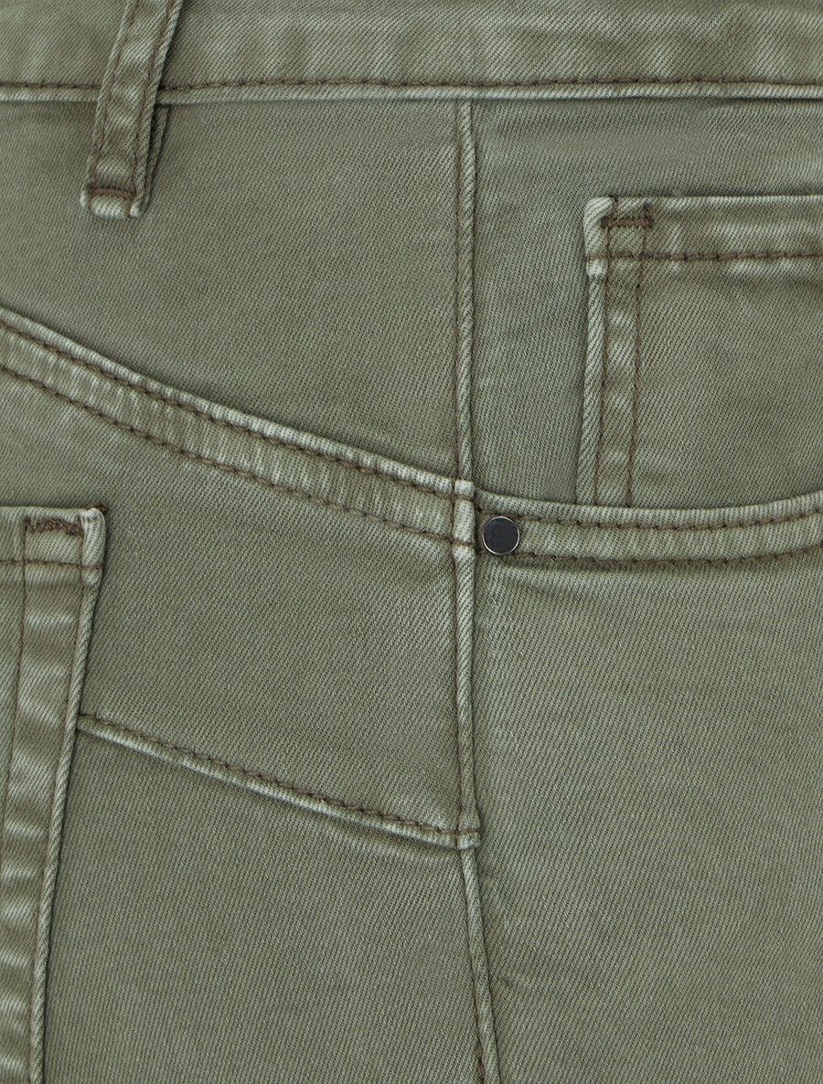 Jean slim uni à taille haute - Kaki - 3