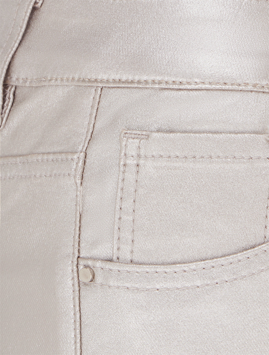 Pantalon slim en simili effet enduit - Argent rosé - 3