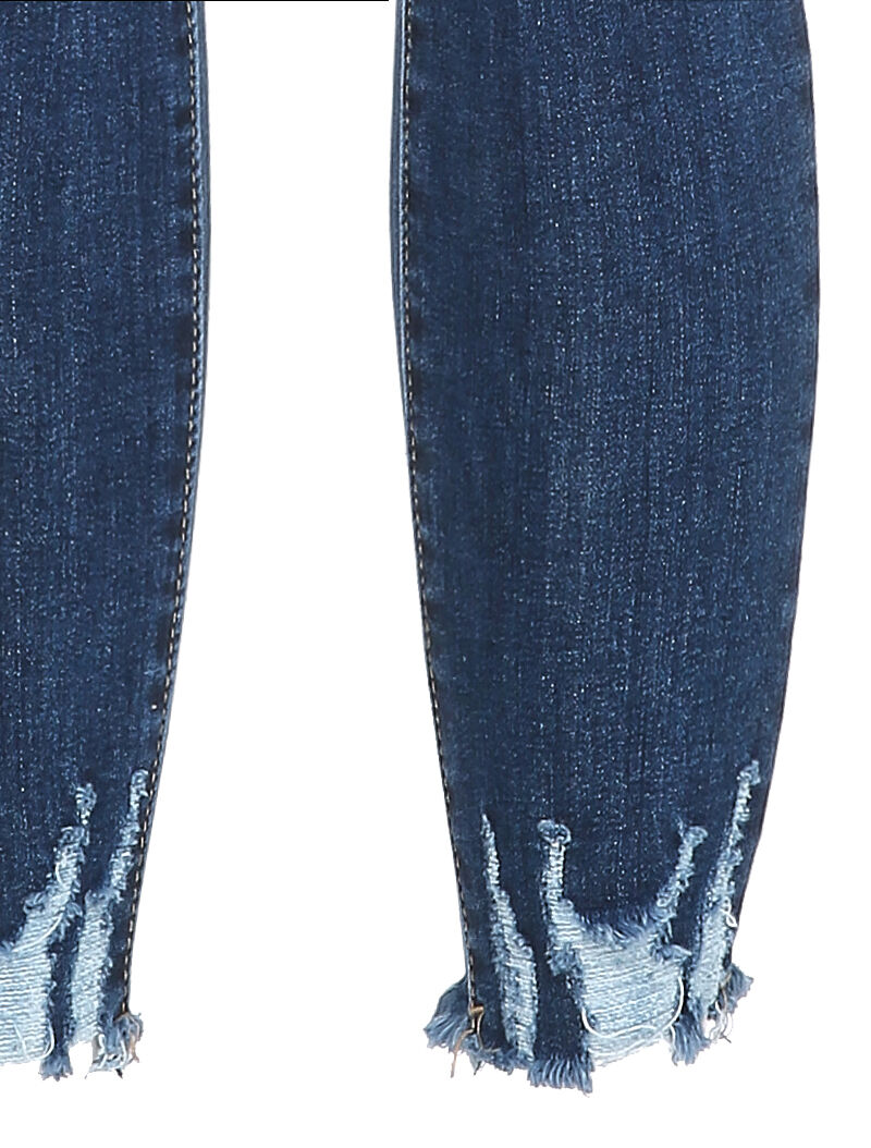 Jean slim à bords coupe franche griffés - Bleu denim - 3