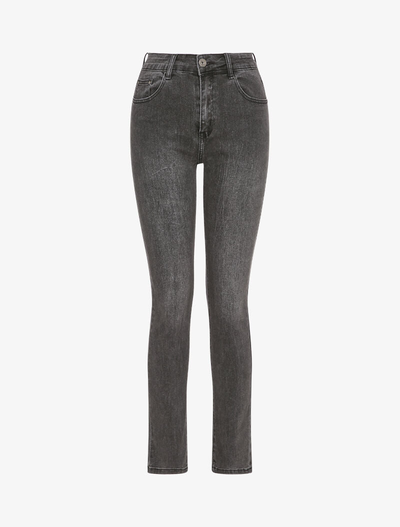 Jean stretch droit délavé - Anthracite - 1