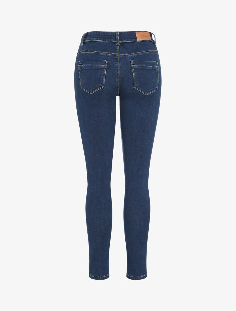Jean slim à taille haute boutonnée - Bleu denim - 2