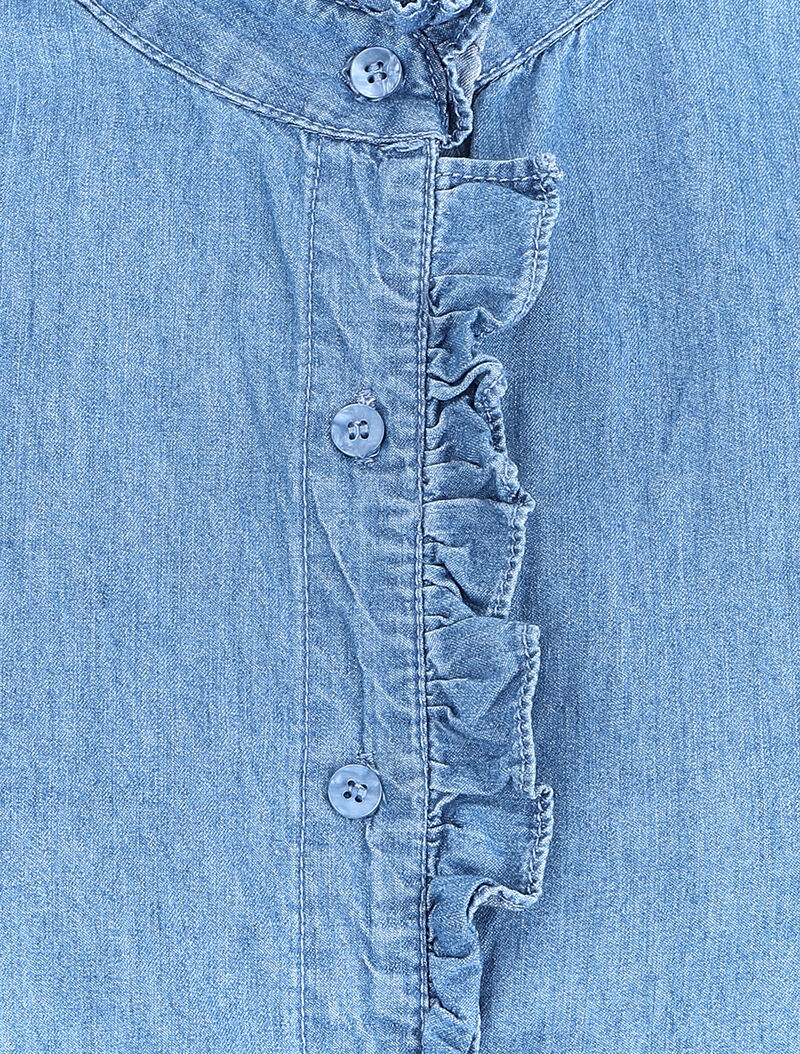 Chemise en jean volantée - Bleu denim - 3