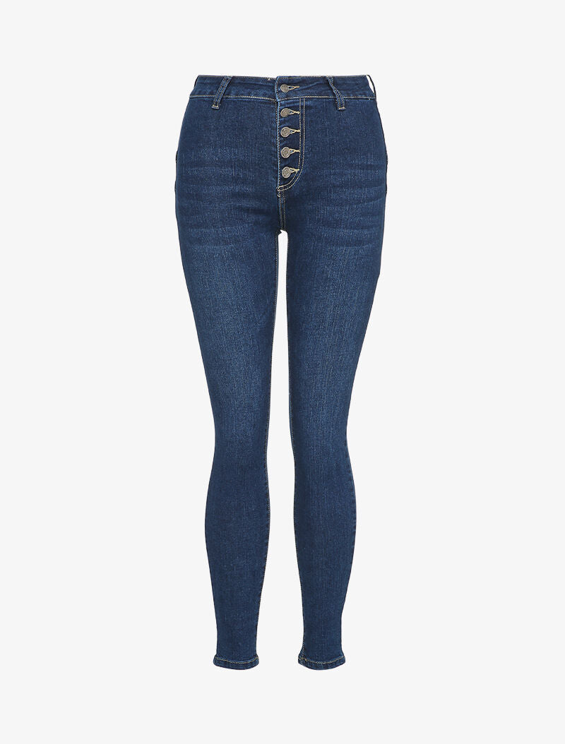 Jean skinny boutonné - Bleu denim - 1
