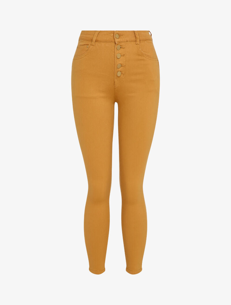 Jean skinny boutonné - Moutarde - 4