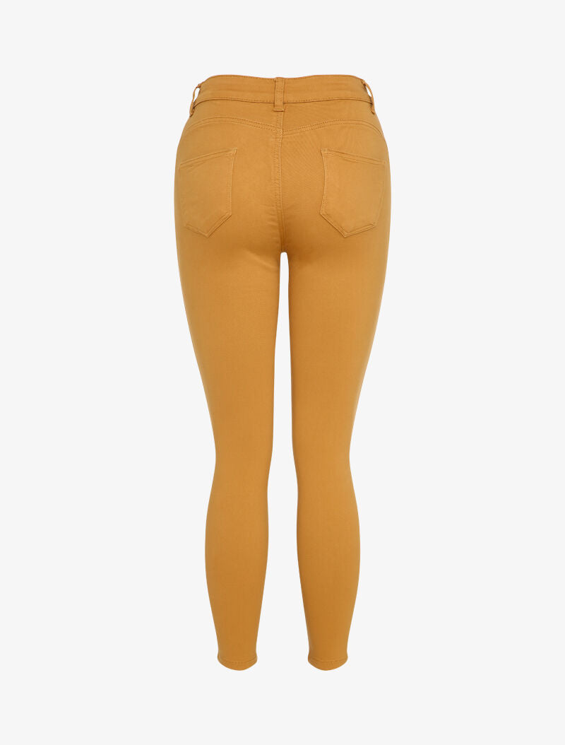 Jean skinny boutonné - Moutarde - 2