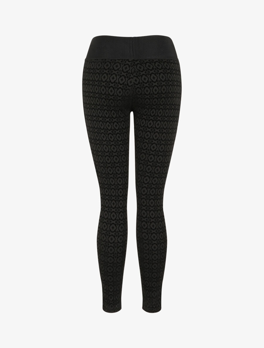 Legging ultra skinny à motifs baroque effet velours - Noir - 2