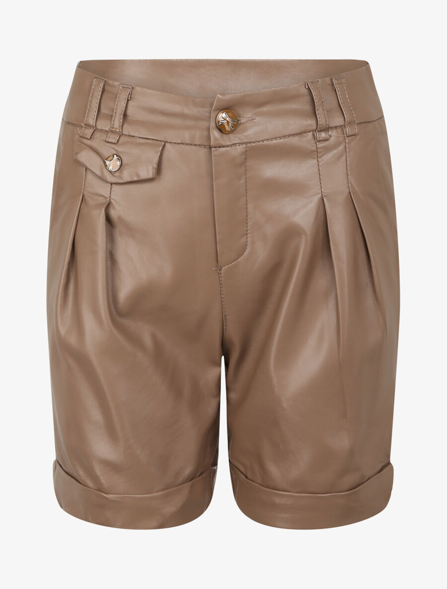 Short en simili à deux poches - Taupe - 1