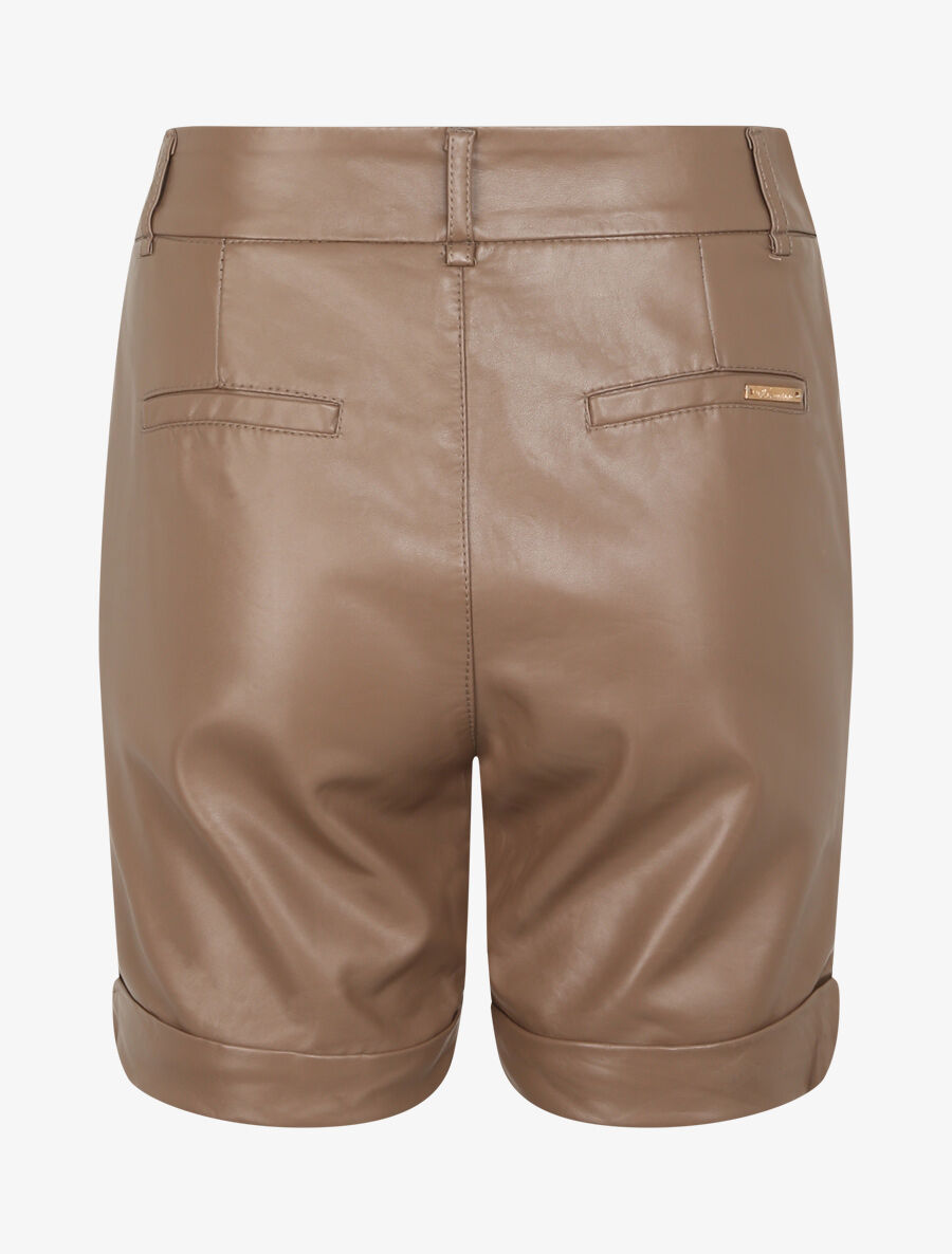 Short en simili à deux poches - Taupe - 2