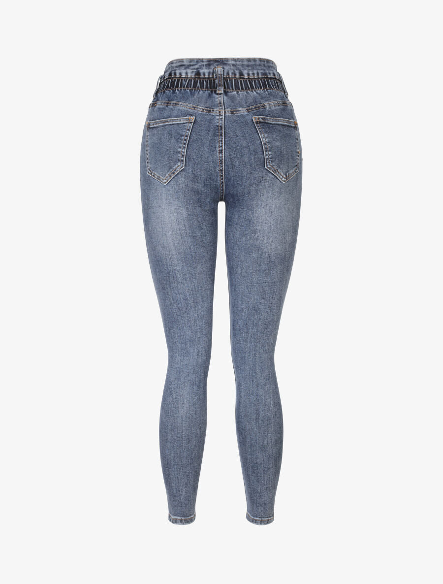 Jean ultra skinny à taille élastiquée - Bleu - 2