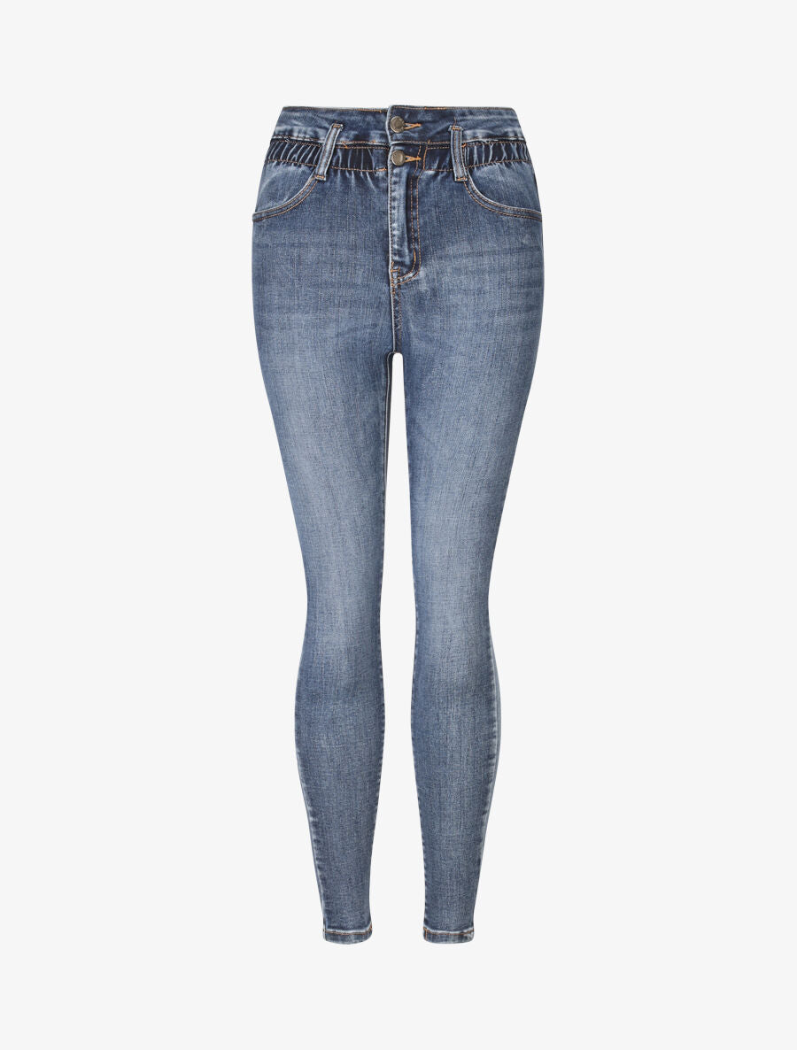 Jean ultra skinny à taille élastiquée - Bleu clair - 4