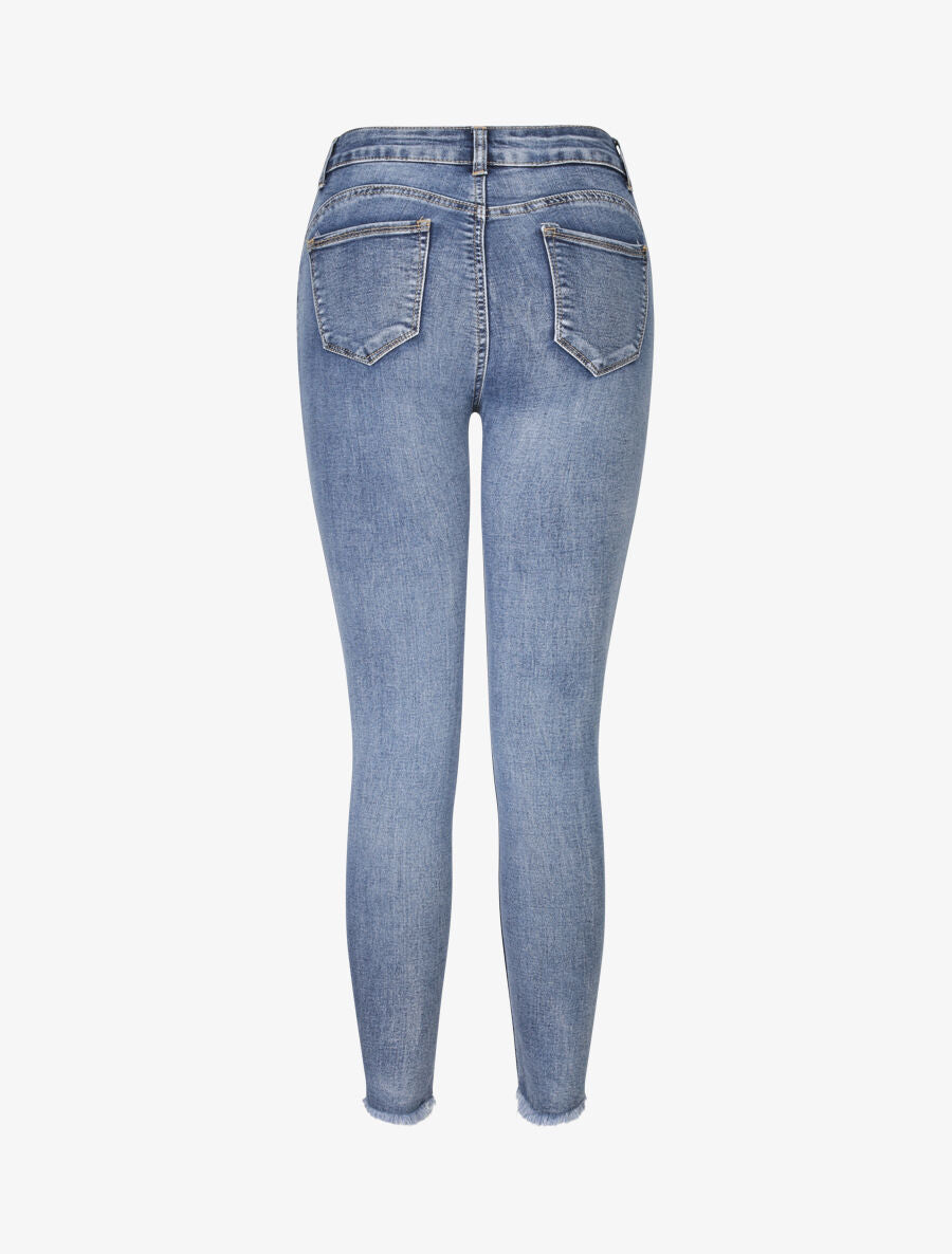 Jean skinny à bords coupe franche - Bleu clair - 2