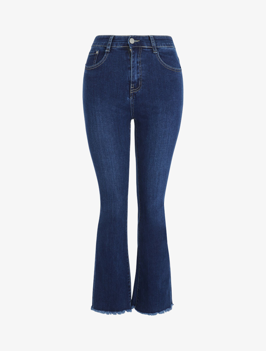 Jean boot cut à bords coupe franche - Bleu denim - 4