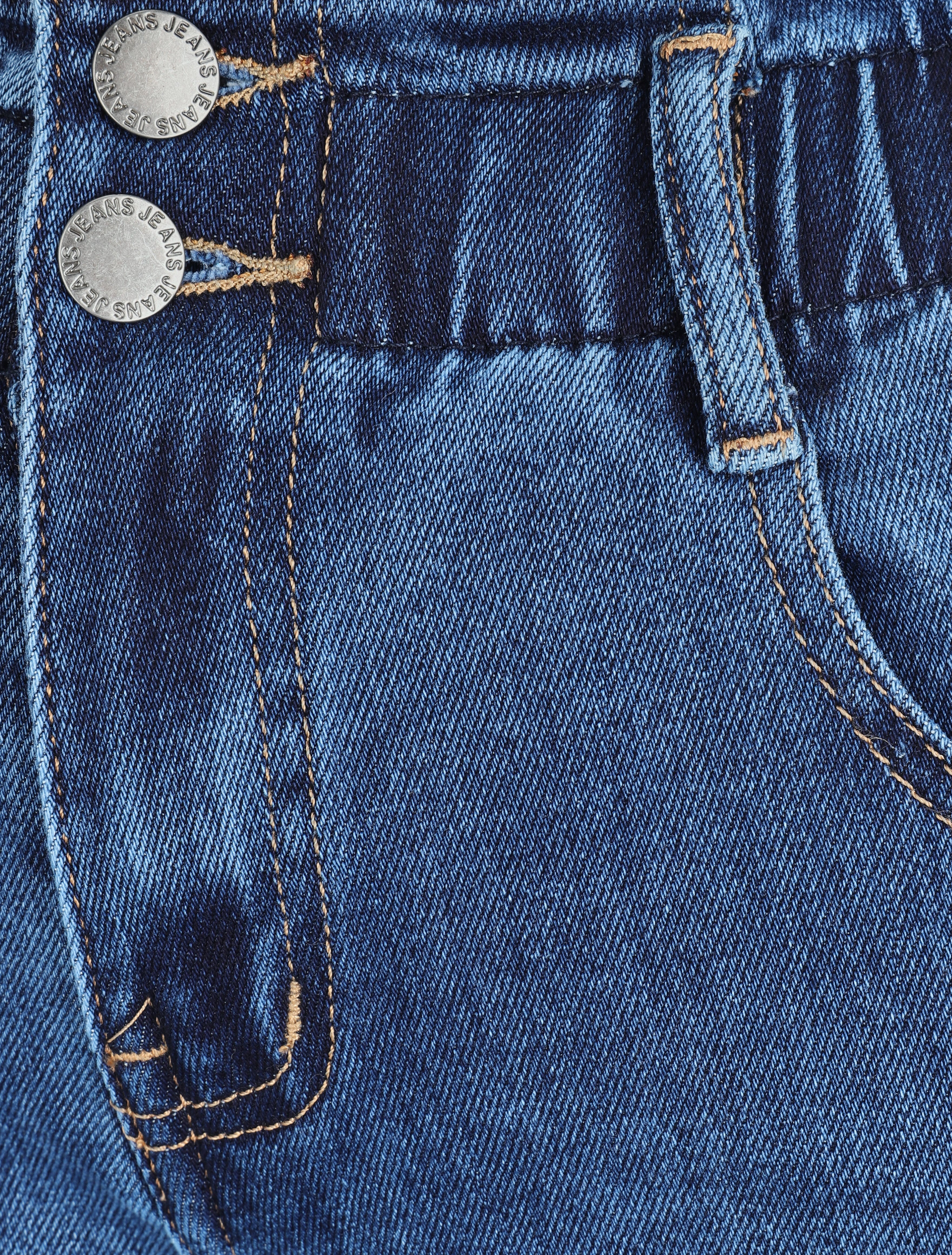Jean mom à taille élastiquée - Bleu - 3