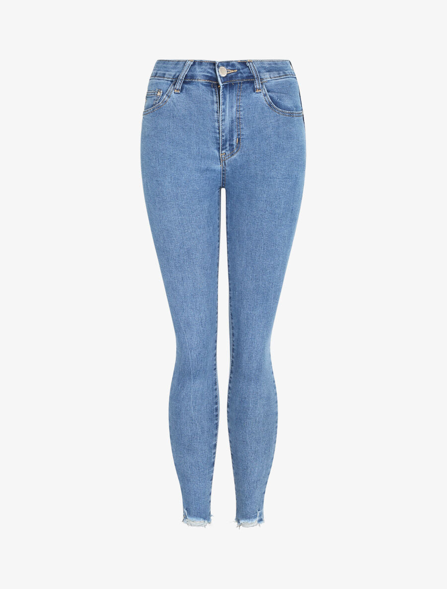 Jean push up à bords déchirés - Bleu clair - 1