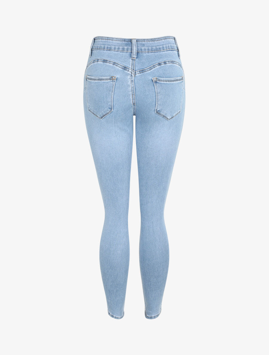 Jean skinny push up à taille haute - Bleu clair - 2