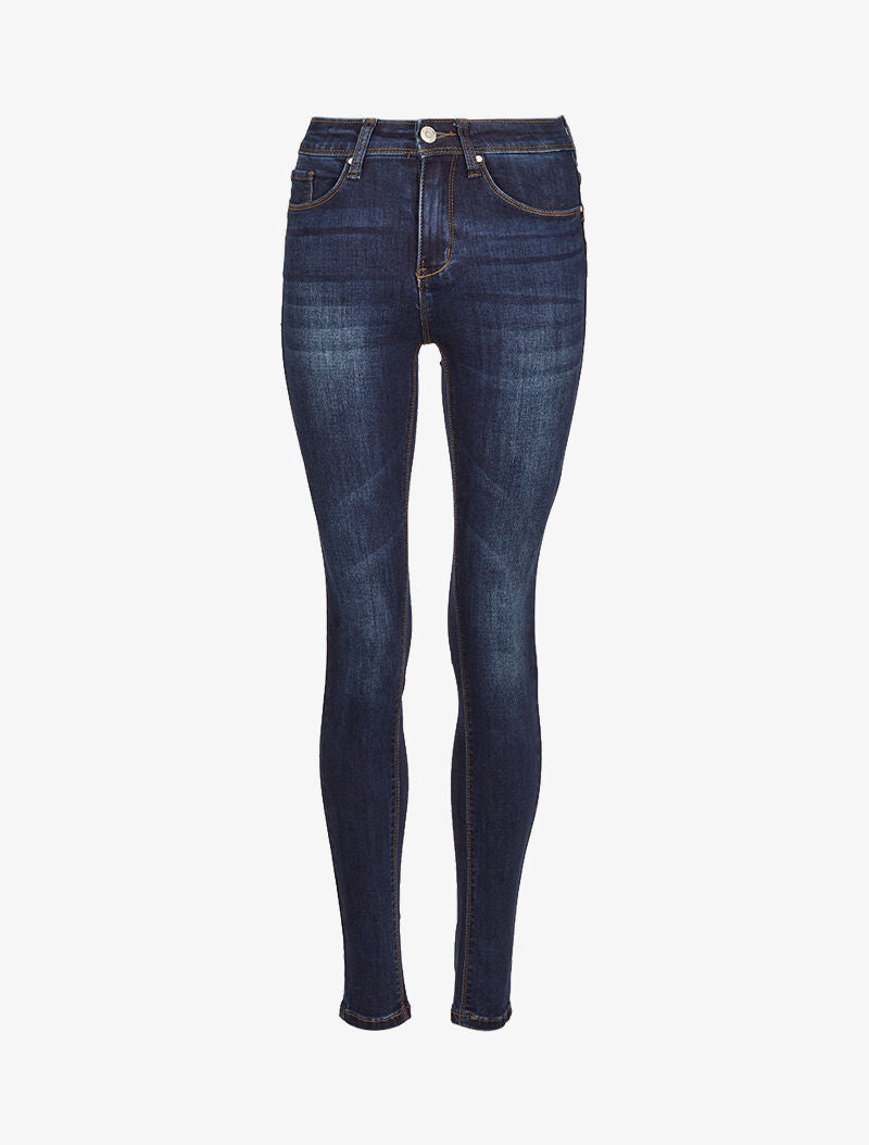 Jean skinny délavé à coutures stylisées - Denim foncé - 3