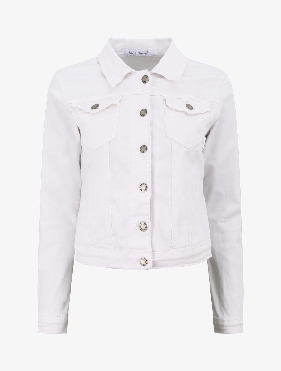 Veste courte en jean - Blanc - 3